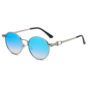 Lunettes de soleil rétro rondes en métal, verres solaires hip-hop européens et américains, modèle de rue, bordure croisée, <span class=keywords><strong>film</strong></span> coloré, à la mode, 286, 2021 - Product Image 5