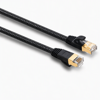 Câbles de raccordement Ethernet plats Cat8 ODM/OEM avec connecteurs RJ45 Cat 8 FTP SFTP, en nylon tressé, cuivre nu, 0,5/1/3/5/8/10m pour Internet