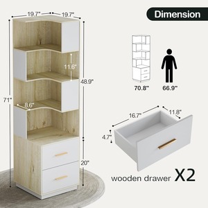 Moderno 71 \ "alto DIY diseño en forma de <span class=keywords><strong>L</strong></span> MDF librería deflector fábrica Reversible estante de exhibición independiente para sala de estar de madera