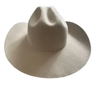 Chapéu de feltro com fita de aba larga 100% lã Cowboy