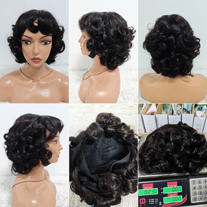 Promoción 33$ Letsfly Loose Wave 3 #   4 #   Pelucas Hechas a Máquina con Flequillo de 12 Pulgadas, 100% Cabello Humano Natural, Venta al por Mayor de Pelucas con Flequillo - Product Image 3