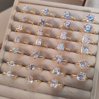 Bague de Fiançailles et de Mariage en Argent Sterling 925 Massif avec Moissanite et Diamant de Laboratoire, Plaqué Or 14K, VVS, pour Femme, Idéal Cadeau