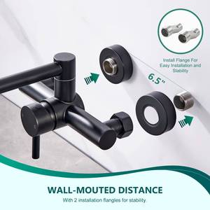 Grifo de Cocina Plegable de Acero Inoxidable 304 Negro Mate, con Certificación CUPC, para Agua Fría y Caliente, Montado en la Pared - Product Image 5