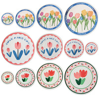 Décor à la maison résistant à la chaleur assiette à manger ensemble de 4 fil de coton tissé Pot tissu fleur tasse napperon dessous de verre
