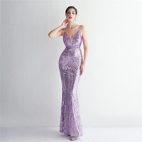 Robe de soirée élégante à sequins, à bretelles, longue et ajustée, nouvelle collection