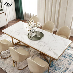 Juego de <span class=keywords><strong>comedor</strong></span> <span class=keywords><strong>cromado</strong></span> moderno y elegante, mesa de cocina con tapa de mármol para el hogar, oficina, restaurante, sala de estar - Product Image 2