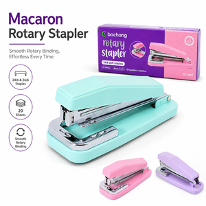 Agrafeuse rotative Macaron 360 °   Agrafeuse pivotante de bureau, capacité 20 feuilles, pour agrafes 24/6 et 26/6, couleur pastel, indispensable pour le bureau, l'école et la maison - Product Image 4