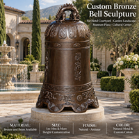 Sculpture de cloche antique en bronze, laiton et cuivre, grande cloche de temple personnalisée pour hôtel, cour, jardin, musée, place publique