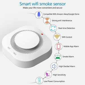 WiFi Smart Rauch brander kennung sensor Sicherheits alarmsystem Tuya APP Fernbedienung drahtloser Feueralarm sensor