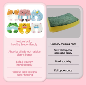 Esponja de pulpa de madera creativa <span class=keywords><strong>para</strong></span> cocina, paño de fregado mágico de dibujos animados <span class=keywords><strong>para</strong></span> lavar platos, cepillo quitamanchas <span class=keywords><strong>para</strong></span> ollas y cuencos. - Product Image 5