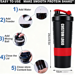 Borraccia Shaker Proteica Personalizzata con <span class=keywords><strong>Logo</strong></span> per Palestra Fitness e Sport Contenitore per Miscelazione in Plastica - Product Image 5