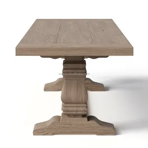 Table à manger rectangulaire en bois massif, meuble de salle à manger, style moderne américain, table en béton