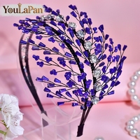 YouLaPan – bandeau bleu élégant pour femmes, associé à des strass, adapté aux mariages, aux danses, aux fêtes, accessoires de cheveux élégants, YXA282