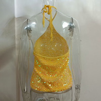 Débardeur à paillettes pour femmes Night Club Ladies Sexy Sequins Top Camisole