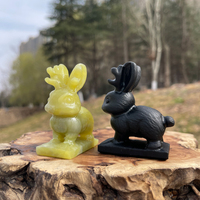 Statue de Jackalope en cristal sculptée à la main en gros, figurine d'animal en cristal de lapin pour la guérison, décoration intérieure et cadeau
