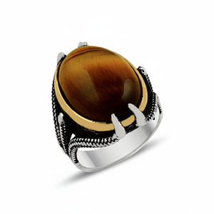แหวนเงินสำหรับผู้ชาย925K,แหวนเงินรูปเหยี่ยว - Product Image 2