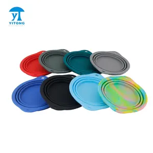 Silicone expandable travel dog bowl,collapsible foldable waterproof dog bowl, customized rainbow pet bowl dog to go water bowl