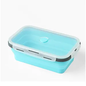 Silicone Inklapbare Lunchbox Voedsel Opslag Container Bento Bpa Gratis Microwavable Draagbare Picknick Camping Outdoor Gratis Verzending