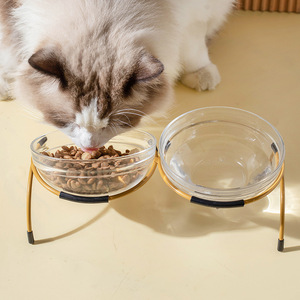 Bols en verre surélevés pour chats, design arrondi, pour la protection de la colonne cervicale des chats - Product Image 2