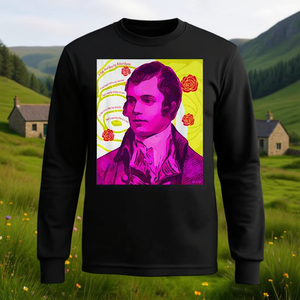 T-shirt à manches longues avec portrait de Robert Burns Red Rose Poem - Product Image 3