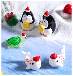 البطريق البط الحوت السلاحف تمثال حيوان عيد الميلاد زخرفة مصغرة الراتنج شخصيات البحر المحيط موضوع حمام لعب الطفل - Product Image 1