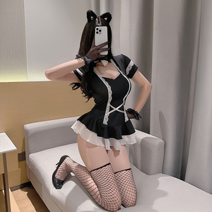 Lencería Sexy, Disfraz de Sirvienta Sexy, Uniforme de Cosplay, Seducción, Ultra Corto, Glúteos Expuestos, Pasión - Product Image 3