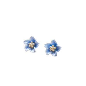 925 Sterling Silver Flower <b>Stud</b> <b>Earrings</b> <b>Blue</b> And Pink For Women Everyday Wear - Product Image 5