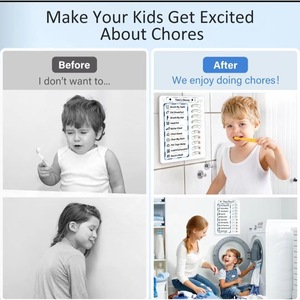 Erasable Magnetic Chores Chart For Kids With 10 Sliders And Reusable Metal Surface 22.5X15.5Cm Fridge Magnet Organizer - Product Image 4