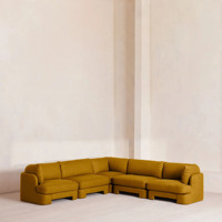 Canapé d'angle modulable en tissu moutarde moderne, base sur socle, pour salon, appartement, villa, maison