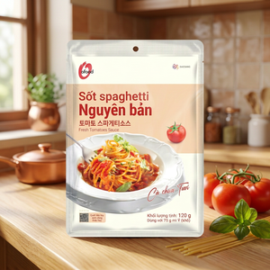 ซอสสปาเก็ตตี้มะเขือเทศสด O'food แบบซอง 120 กรัม - ซอสพาสต้าพร้อมใช้ สะดวกและรวดเร็ว (ขายส่งและรับผลิตแบบ OEM) - Product Image 1
