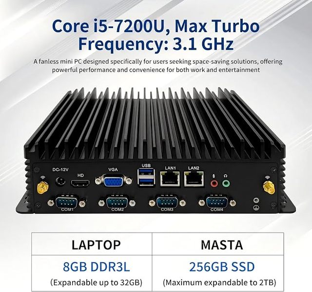 This Fanless Mini PC Integrates a UHD Graphics Card, Delivering Powerful Graphics Processing Capabilities,Core I5-7200U