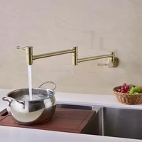 Robinet de cuisine multifonction pliable en laiton brossé doré non revêtu