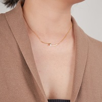 Bijoux en acier inoxydable plaqué or 18 carats Baguettes minimalistes Pendentif en zircon à longue barre à la mode pour les femmes Collier P233401