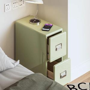 Creamy Green <b>Bedside</b> Table 2 Drawer Plastic Nightstand For Bedroom <b>Storage</b> Cabinet - Product Image 3