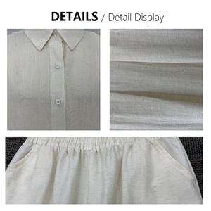 Ensemble 2 pièces pour femmes, été, chemise à manches longues boutonnée et pantalon large, tenue décontractée, tenue de resort - Product Image 6