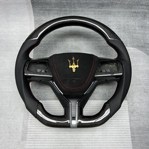 Volante de Fibra de Carbono Personalizado para <span class=keywords><strong>Maserati</strong></span> Ghibli, Volante de Carreras con Base Plana, Costuras de Cuero Personalizadas OEM - Product Image 2