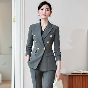 Vêtements de travail professionnels, costume à col en V pour le printemps et l'automne, pour les fonctionnaires, costume d'entretien supérieur, formel pour le lieu de travail - Product Image 2