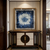 Vente en gros pour projets hôteliers : Art mural abstrait moderne 3D fait main et sur mesure, encadré en bois, en copeaux de bois sur toile, pour décoration murale intérieure