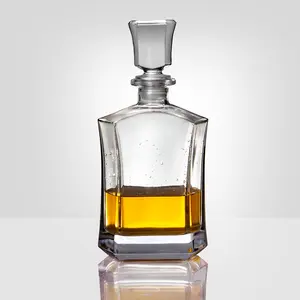 Vendita calda Capitol whisky bottiglia di vetro Decanter con tappo geometrico ermetico per vino Bourbon Brandy liquore succo d'acqua