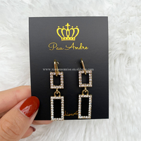 Carte de présentation de bijoux personnalisée de luxe, avec estampage à chaud argenté, carte d'emballage pour boucles d'oreilles, carte d'insertion pour bijoux en papier recyclé