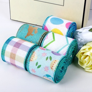 MSD Single Face Cartoon Wired Edge 2.5 Inch Burlap <strong>Easter</strong> <strong>Ribbon</strong> for Crafts &amp; Decoration - Product Image 3