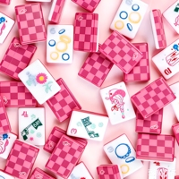 Set Mahjong Mewah Kustom Kelas Atas Amerika, Ubin Akrilik Lipat, Penggeser Premium Ramah Lingkungan, Warna Pink, Untuk 4 Pemain, Santai & Pesta