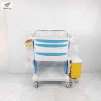Carrito de Tratamiento Médico Profesional Moderno con 3 Cajones, Carro de Enfermería de Hospital de ABS, Estante para Anestesia, Carro de Tratamiento para ER y UCI