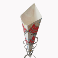 Cono de papel recubierto reciclado de gran oferta para uso industrial de patatas fritas y pizza