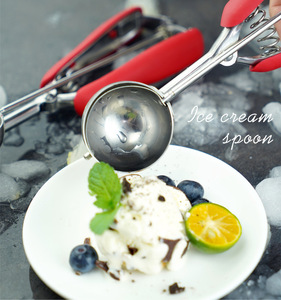 Beeman tái sử dụng công cụ nhà bếp 3 kích cỡ thép không gỉ dưa Baller Scoop cấp thực phẩm Silicone Ice Cream phụ kiện - Product Image 5