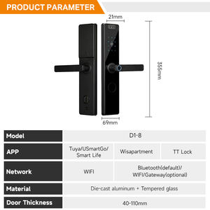 Serrure de porte intelligente à empreintes digitales D1-8, synchronisation <span class=keywords><strong>Web</strong></span> et application, fonctionnement semi-automatique, serrure électronique - Product Image 3