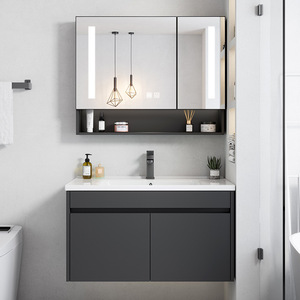Simple bathroom cabinet combination slate integrated hanging cabinet washbasin pool bathroom wash basin - Product Image 4