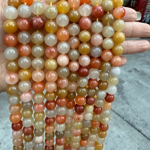 Perline Rotonde Lisce in <span class=keywords><strong>Giada</strong></span> Dorata <span class=keywords><strong>Naturale</strong></span> Colorata Hui Rui 4mm-12mm, Perline Distanziatrici Sciolte per Creazione di Gioielli - Product Image 3