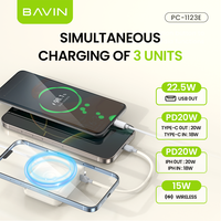 BAVIN Li-Polymer PC1123E Plug Uk 10000mah Holder Wireless Power Bank Avec Câble De Charge