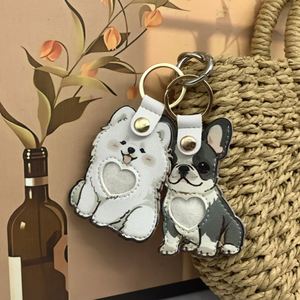 Pet Hair Storage Keychain Cartoon <b>Dog</b> Photo Frame Keychain PU Leather Pet Memorial Gift <b>Keyring</b> - Product Image 2